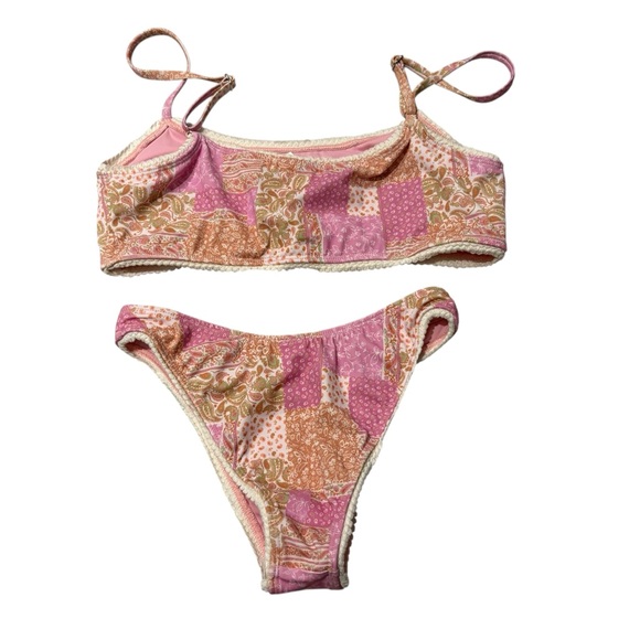 Elysiian Nantucket Bikini NWT Top (Sz L) and NWOT Bottom (Sz S) - Pink Paisley - Picture 6 of 16
